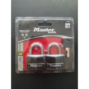 2-pack of Master Lock 141T Covered Solid Body Padlocks